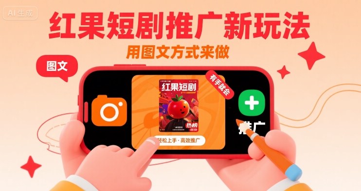 红果短剧推广新玩法，用图文方式来做，有手就会-人人创业优云网，国内各种创业项目下载网站