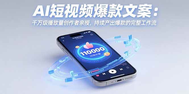 （15569期）AI短视频爆款文案：千万级播放量创作者亲授，持续产出爆款的完整工作流-人人创业优云网，国内各种创业项目下载网站