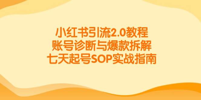 （14981期）小红书引流2.0教程，账号诊断与爆款拆解，七天起号SOP实战指南-人人创业优云网，国内各种创业项目下载网站