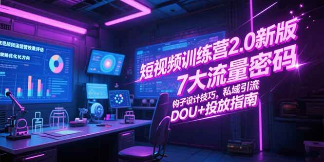（15255期）短视频训练营2.0新版，7大流量密码/钩子设计技巧/私域引流/DOU+投放指南-人人创业优云网，国内各种创业项目下载网站