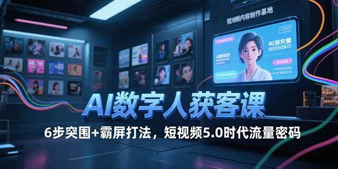 （15247期）AI数字人获客课，6步突围+霸屏打法，短视频5.0时代流量密码-人人创业优云网，国内各种创业项目下载网站