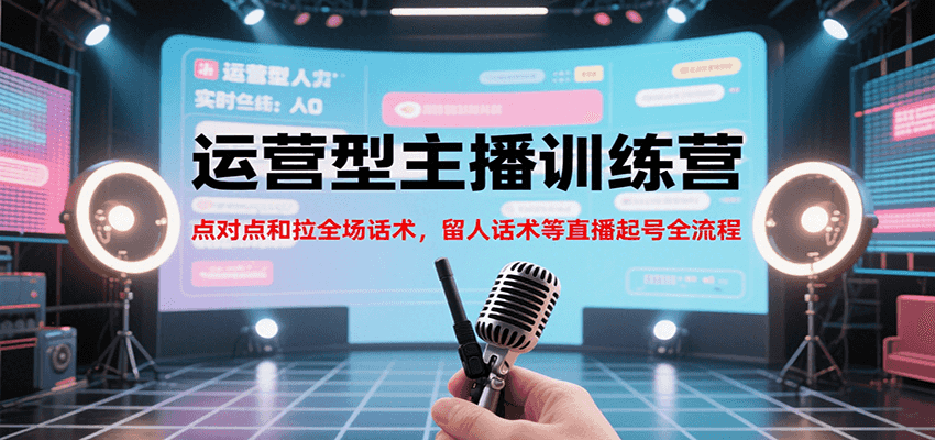运营型主播训练营，点对点和拉全场话术，留人话术等直播起号全流程（更新7月）-人人创业优云网，国内各种创业项目下载网站