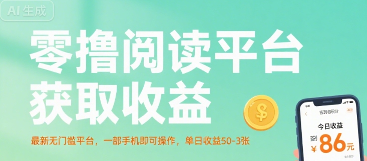零撸阅读平台获取收益，最新无门槛平台，一部手机即可操作，单日收益50-3张【揭秘】-人人创业优云网，国内各种创业项目下载网站