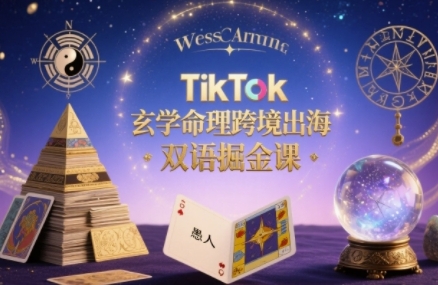 TikTok玄学命理跨境出海双语掘金课，手把手教你用命理知识精准直击海外用户痛点-人人创业优云网，国内各种创业项目下载网站