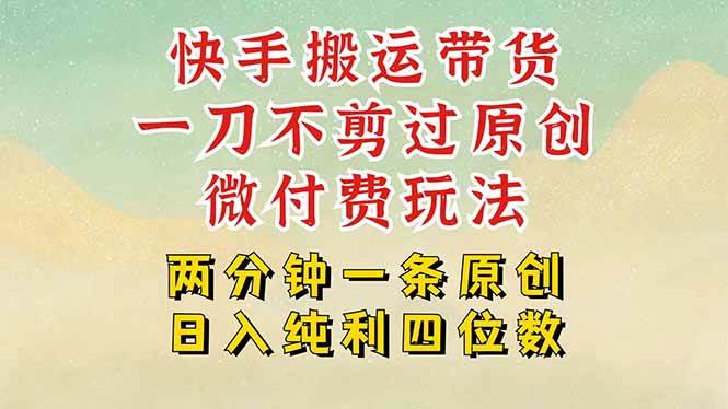 （15577期）快手黑科技搬运带货，一刀不剪过原创，微付费投流玩法，轻松日入四位数…-人人创业优云网，国内各种创业项目下载网站