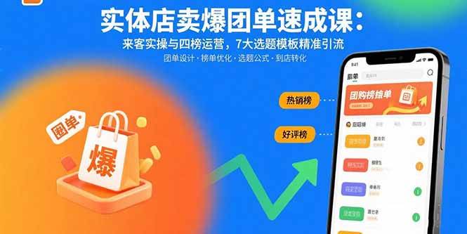（15834期）实体店卖爆团单速成课：来客实操与四榜运营，7大选题模板精准引流-人人创业优云网，国内各种创业项目下载网站