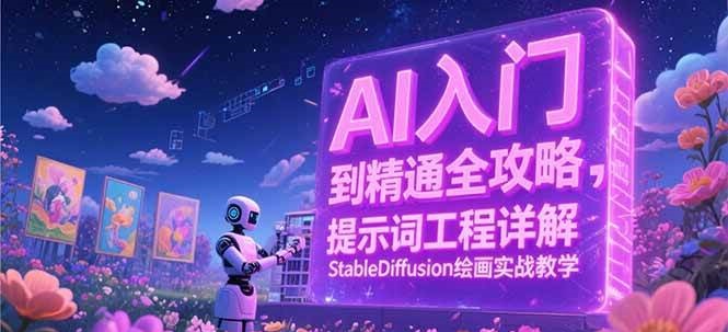 AI入门到精通全攻略，提示词工程详解，StableDiffusion绘画实战教学-人人创业优云网，国内各种创业项目下载网站