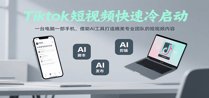 Tiktok短视频快速冷启动，一台电脑一部手机，借助AI工具打造媲美专业团队的短视频内容-人人创业优云网，国内各种创业项目下载网站