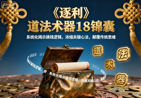 《逐利》道法术器18锦囊，系统化揭示搞钱逻辑，浓缩关键心法，颠覆传统思维-人人创业优云网，国内各种创业项目下载网站