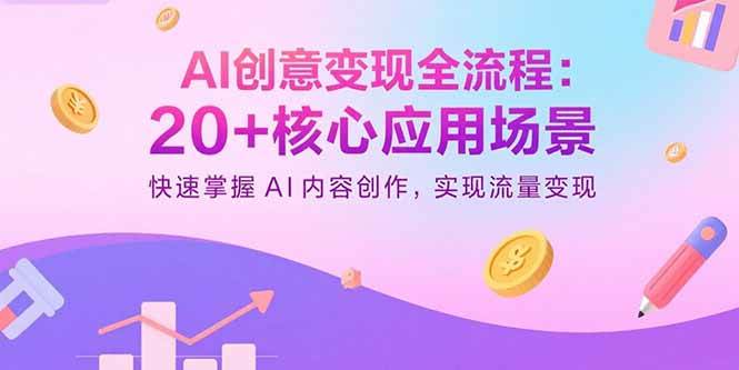 （15915期）AI创意变现全流程：20+核心应用场景，快速掌握AI内容创作，实现流量变现-人人创业优云网，国内各种创业项目下载网站