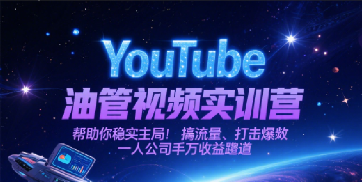 YouTube油管视频实训营，帮助你稳入局、搞流量、打爆款，一人公司千万收益赛道-人人创业优云网，国内各种创业项目下载网站