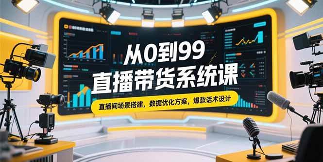 （15362期）从0到99直播带货系统课，直播间场景搭建，数据优化方案，爆款话术设计-人人创业优云网，国内各种创业项目下载网站