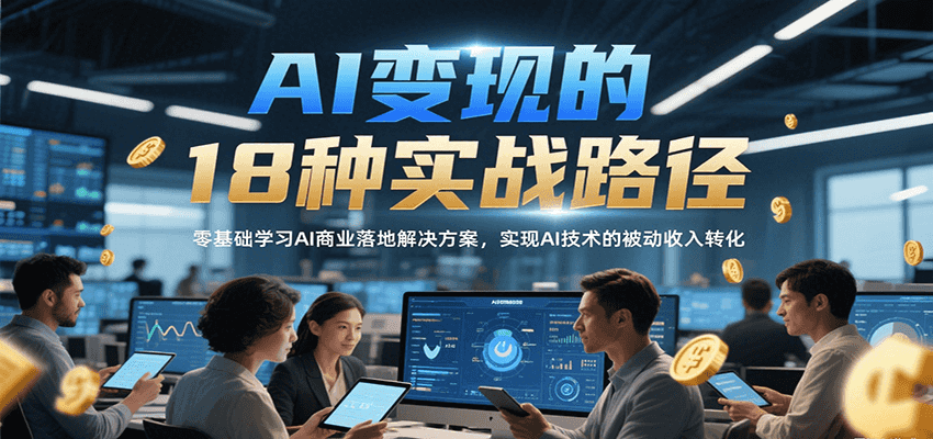 AI变现的18种实战路径，零基础学习AI商业落地解决方案，实现AI技术的被动收入转化-人人创业优云网，国内各种创业项目下载网站