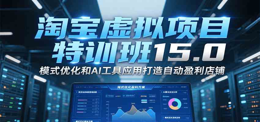 淘宝虚拟项目特训班15.0，模式优化和AI工具应用打造自动盈利店铺-人人创业优云网，国内各种创业项目下载网站