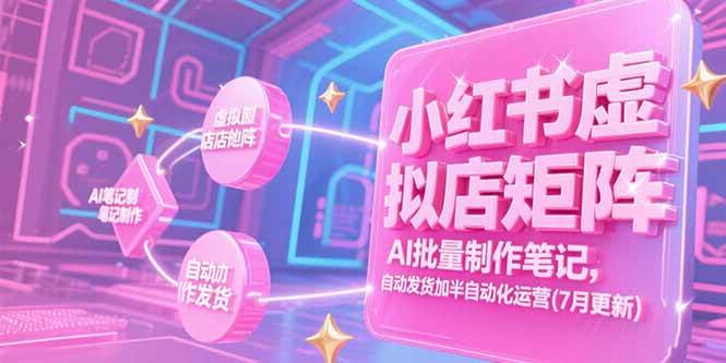 （15302期）小红书虚拟店矩阵，AI批量制作笔记，自动发货加半自动化运营(7月更新)-人人创业优云网，国内各种创业项目下载网站