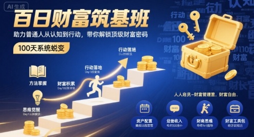 百日财富筑基班，助力普通人从认知到行动，带你解锁顶级财富密码-人人创业优云网，国内各种创业项目下载网站