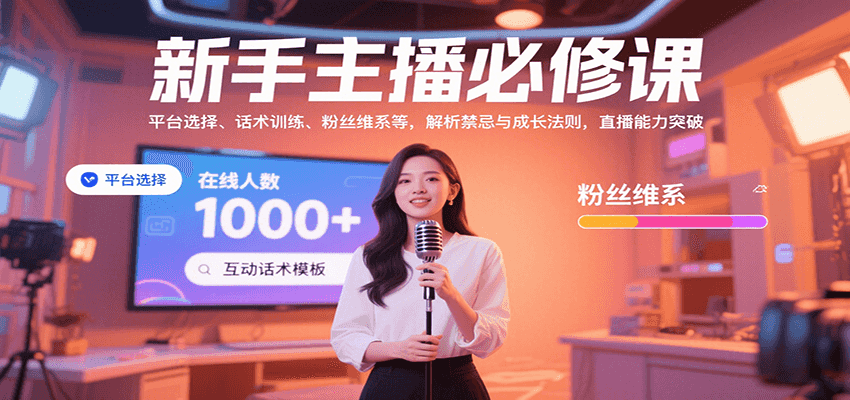 新手主播必修课：平台选择、话术训练、粉丝维系等，解析禁忌与成长法则，突破直播能力-人人创业优云网，国内各种创业项目下载网站