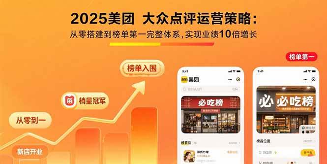 （15602期）2025美团 大众点评运营策略:从零搭建到榜单第一完整体系,实现业绩10倍增长-人人创业优云网，国内各种创业项目下载网站