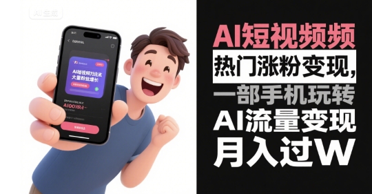 AI短视频热门涨粉变现，一部手机玩转AI流量变现，月入过W-人人创业优云网，国内各种创业项目下载网站