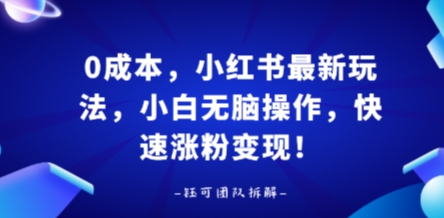 0成本，小红书最新玩法，小白无脑操作，快速涨粉变现-人人创业优云网，国内各种创业项目下载网站