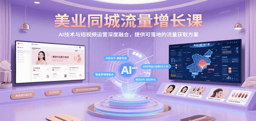 美业同城流量增长课，AI技术与短视频运营深度融合，提供可落地的流量获取方案-人人创业优云网，国内各种创业项目下载网站