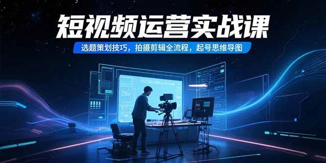 （15375期）短视频运营实战课，选题策划技巧，拍摄剪辑全流程，起号思维导图-人人创业优云网，国内各种创业项目下载网站