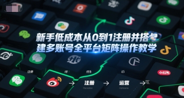 新手低成本从0到1注册并搭建多账号全平台矩阵操作教学，手机号-邮箱-IP-工具-人人创业优云网，国内各种创业项目下载网站