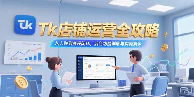 （15345期）Tk店铺运营全攻略，从入驻到变现闭环，后台功能详解与实操演示-人人创业优云网，国内各种创业项目下载网站