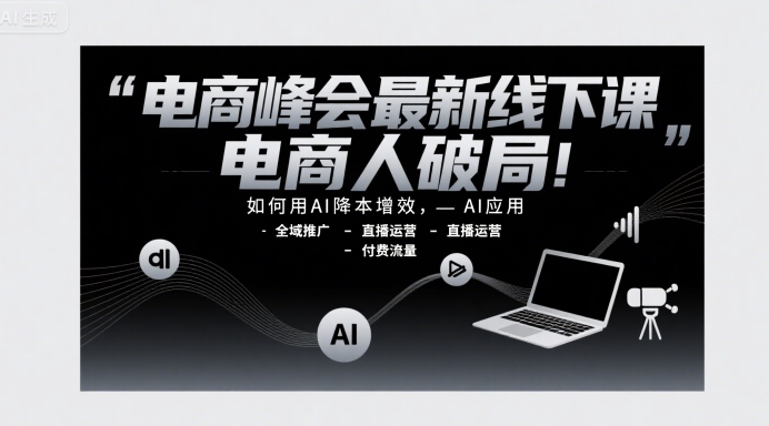 电商峰会最新线下课，电商人破局，如何用AI降本增效，AI应用-全域推广-直播运营-付费流量-人人创业优云网，国内各种创业项目下载网站