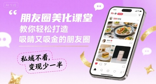 朋友圈美化课堂，教你轻松打造，吸睛又吸金的朋友圈，私域不看，变现少一半-人人创业优云网，国内各种创业项目下载网站
