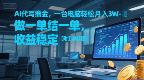AI代写撸金，一台电脑轻松月入1-3W，做一单结一单，收益稳定【附工具教程】-人人创业优云网，国内各种创业项目下载网站