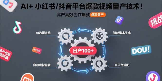 （15624期）AI+小红书/抖音平台爆款视频量产技术：高产高效创作爆款视频！-人人创业优云网，国内各种创业项目下载网站