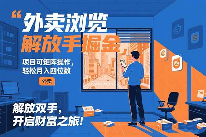 （15440期）外卖浏览掘金项目 可矩阵操作 轻松日入500+-人人创业优云网，国内各种创业项目下载网站
