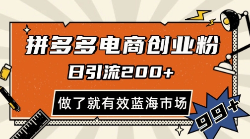 拼多多引流电商创业粉，日引200+，可矩阵放大，做了就有效【揭秘】-人人创业优云网，国内各种创业项目下载网站