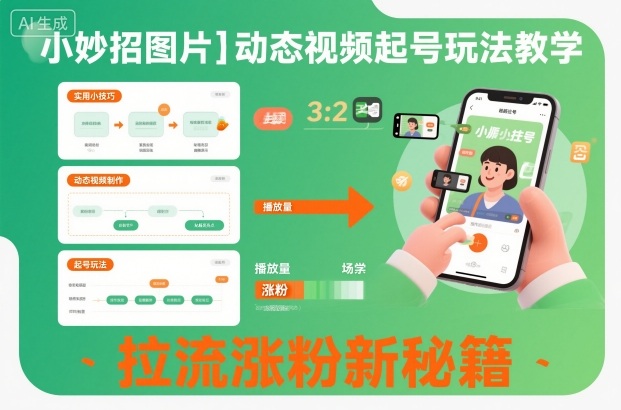 小妙招图片＋动态视频起号玩法教学，拉流涨粉新秘籍-人人创业优云网，国内各种创业项目下载网站