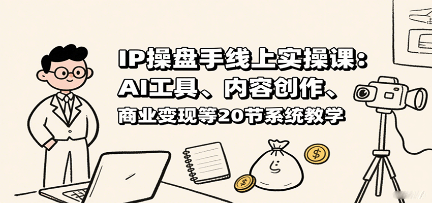 IP操盘手线上实操课：AI工具、内容创作、商业变现等20节系统教学-人人创业优云网，国内各种创业项目下载网站