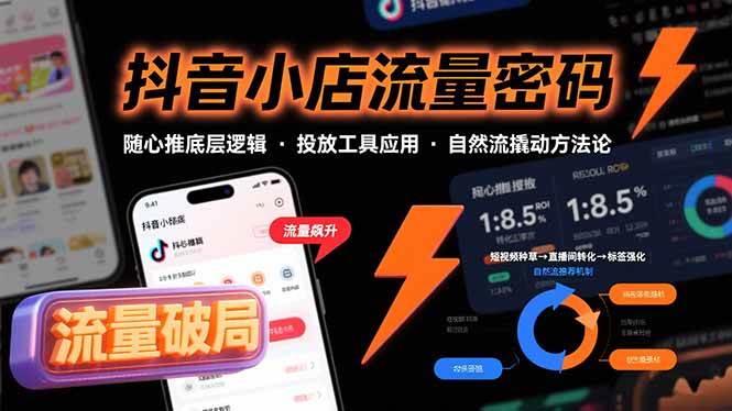 （15680期）抖音小店流量密码，随心推底层逻辑，投放工具应用，自然流撬动核心方法论-人人创业优云网，国内各种创业项目下载网站