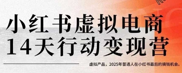 小红书虚拟电商14天变现训练营，虚拟产品，2025年普通人在小红书最后的搞钱机会-人人创业优云网，国内各种创业项目下载网站