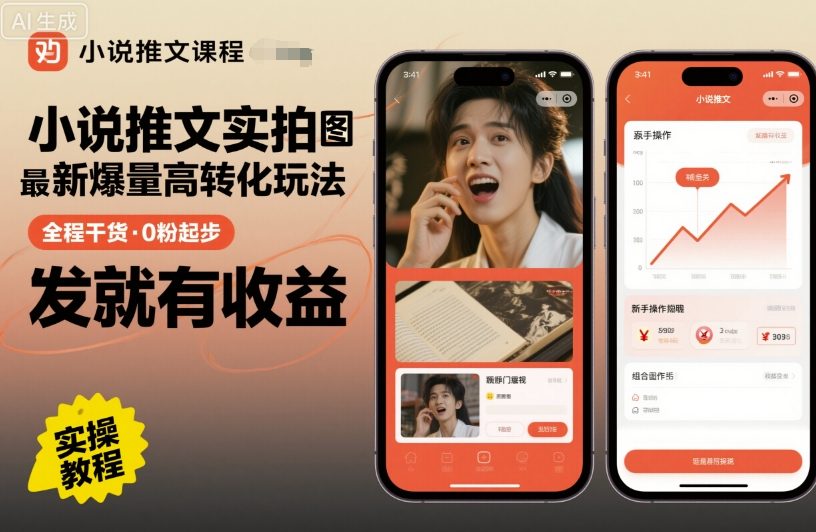 小说推文实拍双图文最新爆量高转化玩法，全程干货，0粉起步，发就有收益-人人创业优云网，国内各种创业项目下载网站