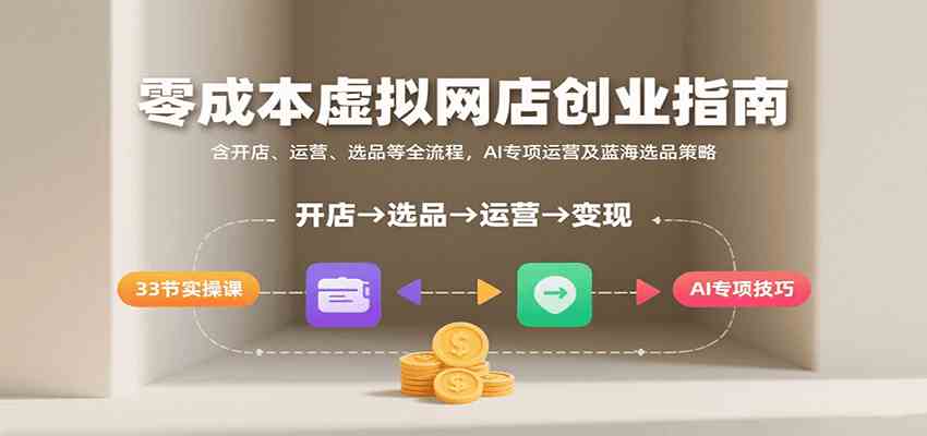 零成本虚拟网店创业指南，含开店、运营、选品等全流程， AI专项运营及蓝海选品策略-人人创业优云网，国内各种创业项目下载网站