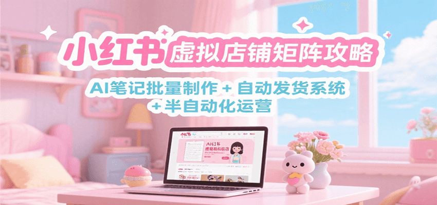 小红书虚拟店铺矩阵攻略：AI笔记批量制作 + 自动发货系统 + 半自动化运营-人人创业优云网，国内各种创业项目下载网站