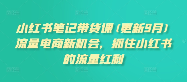 小红书笔记带货课(更新25年6月)流量电商新机会，抓住小红书的流量红利-人人创业优云网，国内各种创业项目下载网站