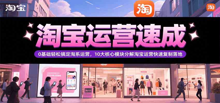 淘宝运营速成，0基础轻松搞定网店运营，10大核心模块分解快速复制落地（更新）-人人创业优云网，国内各种创业项目下载网站