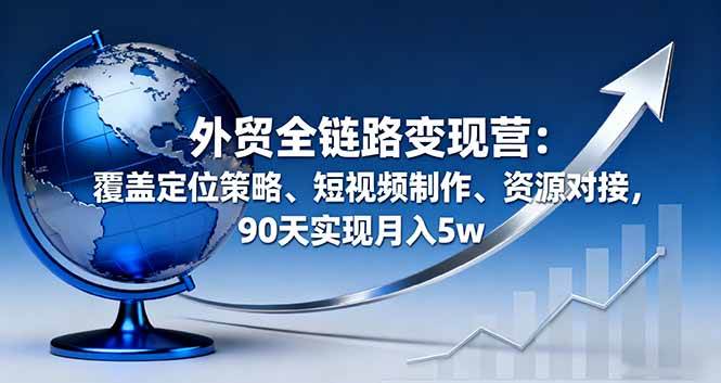 （16173期）外贸全链路变现营：覆盖定位策略、短视频制作、资源对接，90天实现月入5w-人人创业优云网，国内各种创业项目下载网站