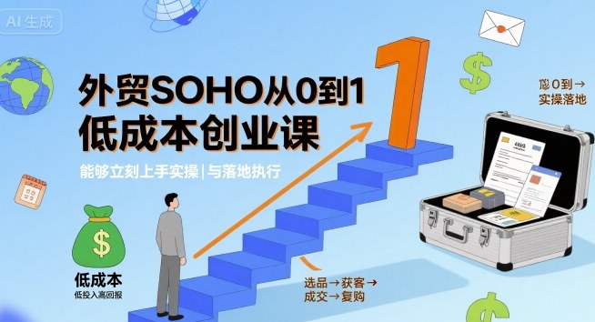 外贸SOHO从0到1低成本创业课，能够立刻上手实操与落地执行-人人创业优云网，国内各种创业项目下载网站