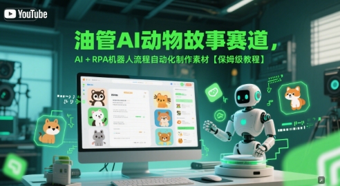 油管AI动物故事赛道，AI+RPA机器人流程自动化制作素材【保姆级教程】-人人创业优云网，国内各种创业项目下载网站