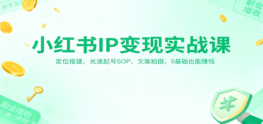 小红书IP变现实战课：定位搭建，光速起号SOP，文案拍摄，0基础也能赚钱-人人创业优云网，国内各种创业项目下载网站