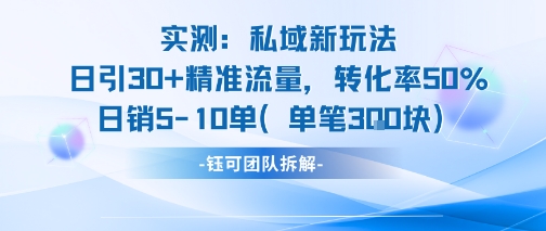 实测私域新玩法日引30加精准流量转化率50%日销5-10单每笔3张-人人创业优云网，国内各种创业项目下载网站