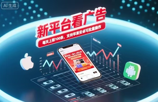 新台看广告，养好机一条5毛到5块，单机日入30到100，支持苹果安卓，可批量操作。-人人创业优云网，国内各种创业项目下载网站