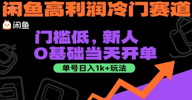 闲鱼高利润冷门赛道：门槛低，新人0基础当天开单，单号日入1k+玩法【揭秘】-人人创业优云网，国内各种创业项目下载网站